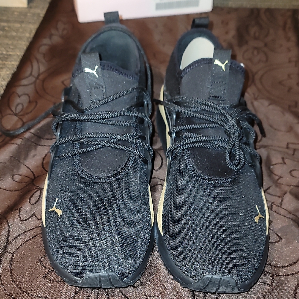 Puma Black Sneakers with Gold Details
